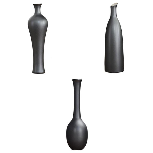 3 jarrones de cerámica negros para flores, accesorios fotográficos para interiores, decoración de escritorio para sala de estar Estilo I