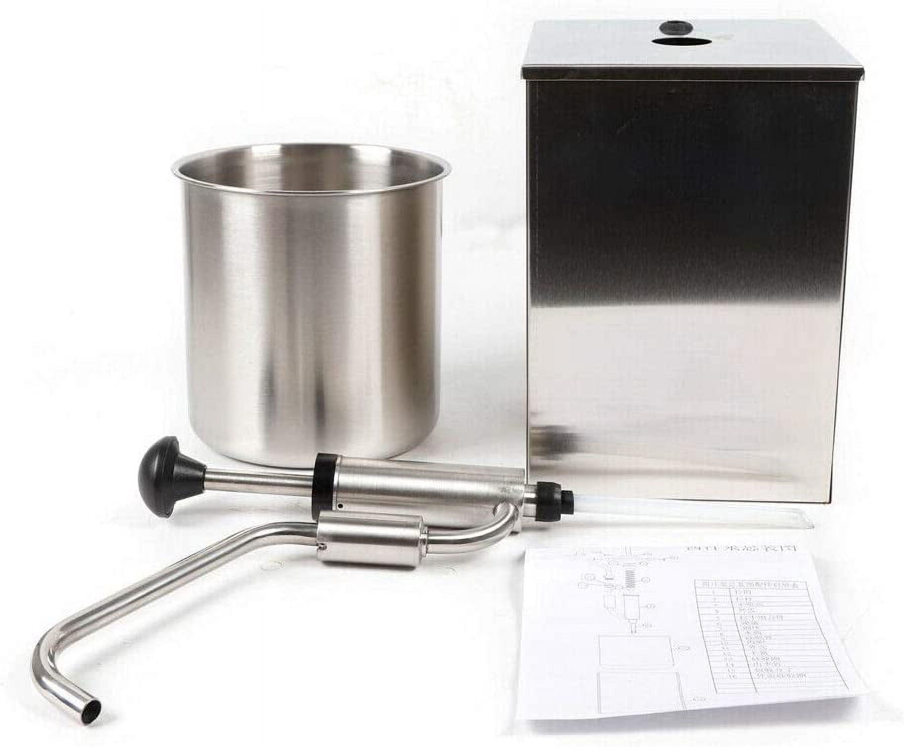 AIQIDI 4L Soy Sauce Pump Stainless Steel Condiment Dispenser Pump for KetchUp Dressing Syrup