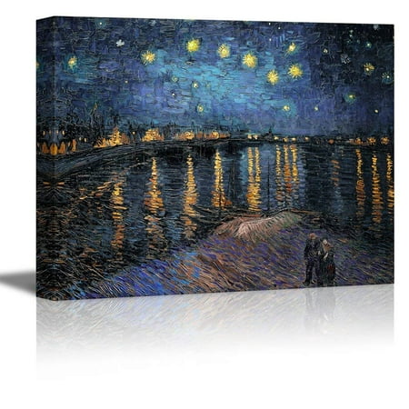 wall26 Starry Night Over The Rhone Vincent Van Gogh - Oil Painting Reproduction on Canvas Prints Wall Art, Ready to Hang - 12x18