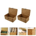NUOLUX Storage Basket Baskets Wovenbasket Lid Seaweed Straw Wicker Bins