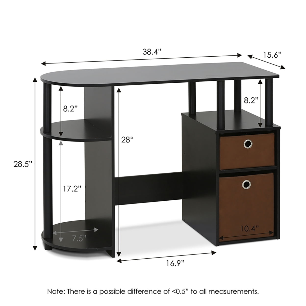 Furinno 15111 Jaya Espresso Computer Study Desk with Shelves Furinno 15111 Jaya Espresso Computer Study Desk with Shelves