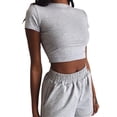 thumbnail image 3 of ITFABS 2 Pcs Female Shorts Set, Short Sleeve Tops + High Waist Shorts Suits, 3 of 4