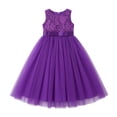 thumbnail image 2 of FAOWME Toddler Kids Girls Dress Sleeveless Round Neck Lace Formal Bow Design Comfortable Fashion Mesh Tutu Dresses For Evening Party,Purple,11-12 Years, 2 of 4