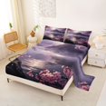thumbnail image 2 of Homewish Dreamy Cherry Blossom Bed Sheets,Japanese Landscape Full Size Sheets,Purple,4-Piece,1 Flat Sheet, 1 Fitted Sheet and 2 Pillowcases, 2 of 6