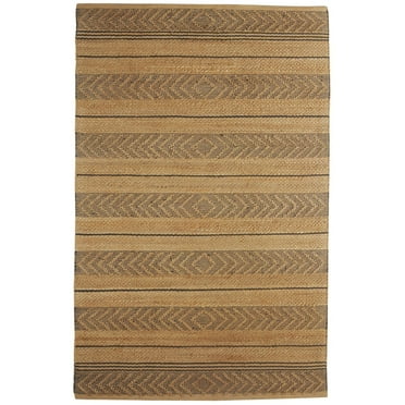Laddha Home Designs 5' x 7.75' Gray and Tan Geometric Handwoven Rectangular Area Throw Rug