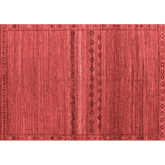 Ahgly Company Machine Washable Indoor Rectangle Abstract Red Modern Area Rugs, 4' x 6'