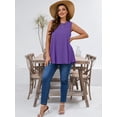 thumbnail image 3 of SHOWMALL Women's Plus Sleeveless Tunic Top Purple 3X Summer T Shirts Sleeveless Casual Loose Blouses, 3 of 9