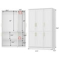 thumbnail image 4 of KULAGAGA Wardrobe Closet with Hanging Rod, Modern Wooden Armoire with 6 Framed Doors & 6 Large Shelves, Clothes Storage Cabinet Organizer for Bedroom Apartment, White, 4 of 9