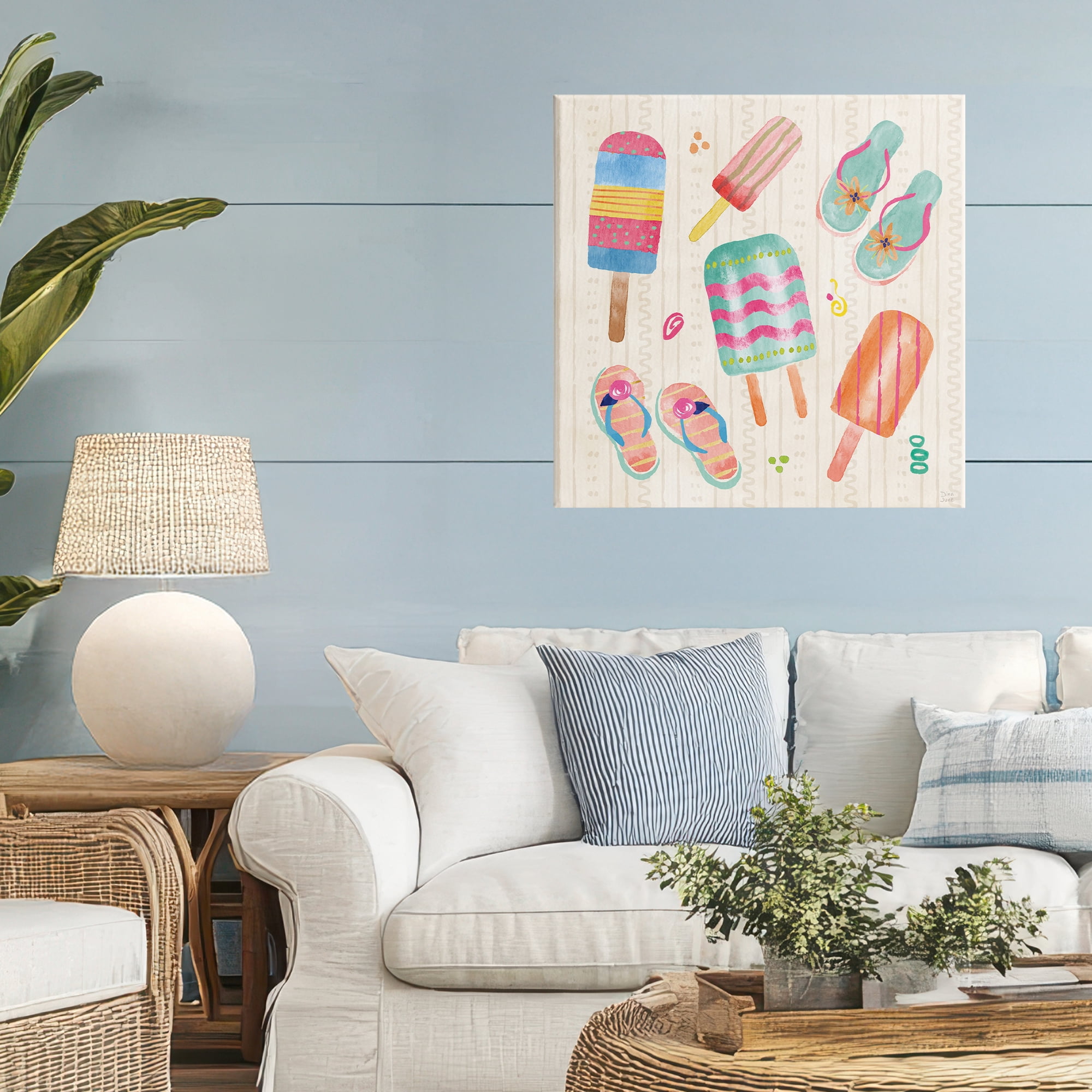 Stupell Industries Summer Popsicles & Sandals Canvas Wall Art, design by Dina June