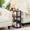 thumbnail image 5 of 3-Tier Small Narrow Wood Side Table with Charging Station, Skinny Nightstand for Small Space, Slim Bedside Table with Storage for Couch, Thin End Table with USB Ports and Outlets, Black, 5 of 8
