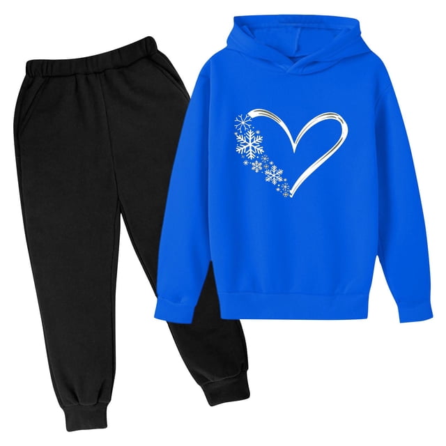 Odeerbi 3-14 Años Niños Niñas San Valentín Conjuntos Amor Impreso Sudaderas Capuchas Pantalones Niños Manga Larga Sudaderas Con Capucha