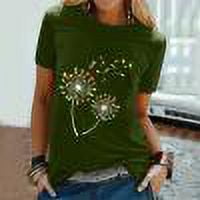 Chemises à Manches Courtes pour Femmes Hauts d'Été Tendance 2023 Femmes T-Shirt Décontracté à Imprimé Lettres Manches Courtes Col Rond Ample Blouse