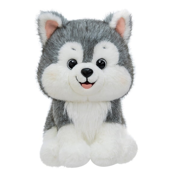Realistic Sitting Dog Toy Lifelike Siberian Husky Stuffed Animal Soft Cuddle Companion For Kids And Dog Lovers Home Decor