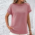 thumbnail image 6 of Tawop T Shirts for Women Womens T Shirts Round Neck Short Sleeve Solid Loose Summer Pink M(Us:6), 6 of 6