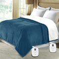 thumbnail image 2 of Electric Blanket King Size, Sherpa Flannel Heated Throw with Dual Control, 10 Heat Settings, Machine Washable 100"x90" Navy, 2 of 6