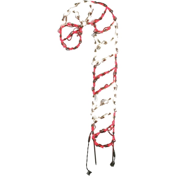Fraser Hill Farm 3-Ft Large LED Candy Cane Christmas Light Decoration with Ground Stakes with Ground Stakes Included, FFCHLED036-CC0-RD/WT