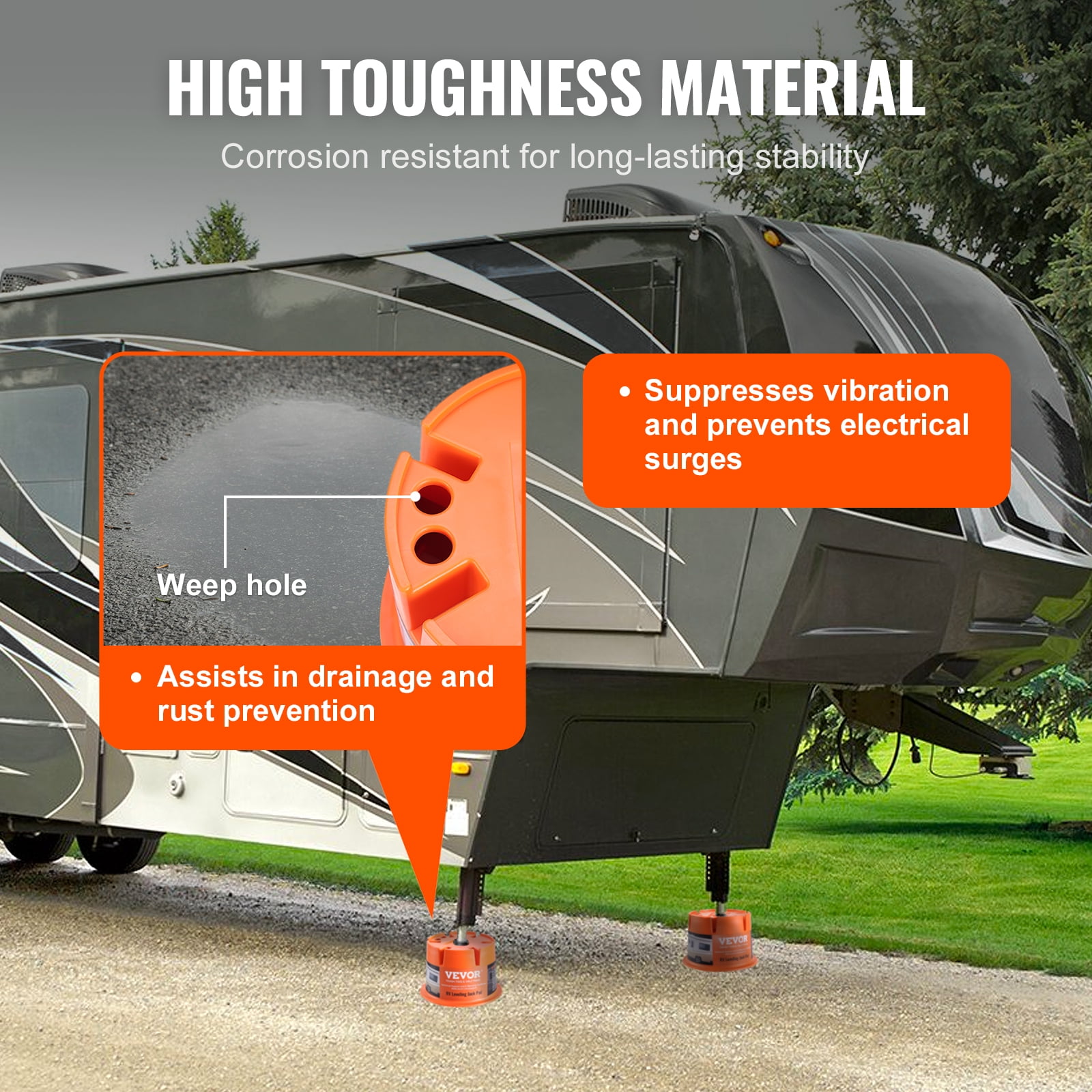 VEVOR Trailer Jack Block,2000 lbs Capacity per RV Leveling Block, High-quality Polypropylene RV Camper Stabilizer Blocks, RV Travel Accessories Use for Any Tongue Jack, Post, Foot, 5th Wheels, 2-Pack