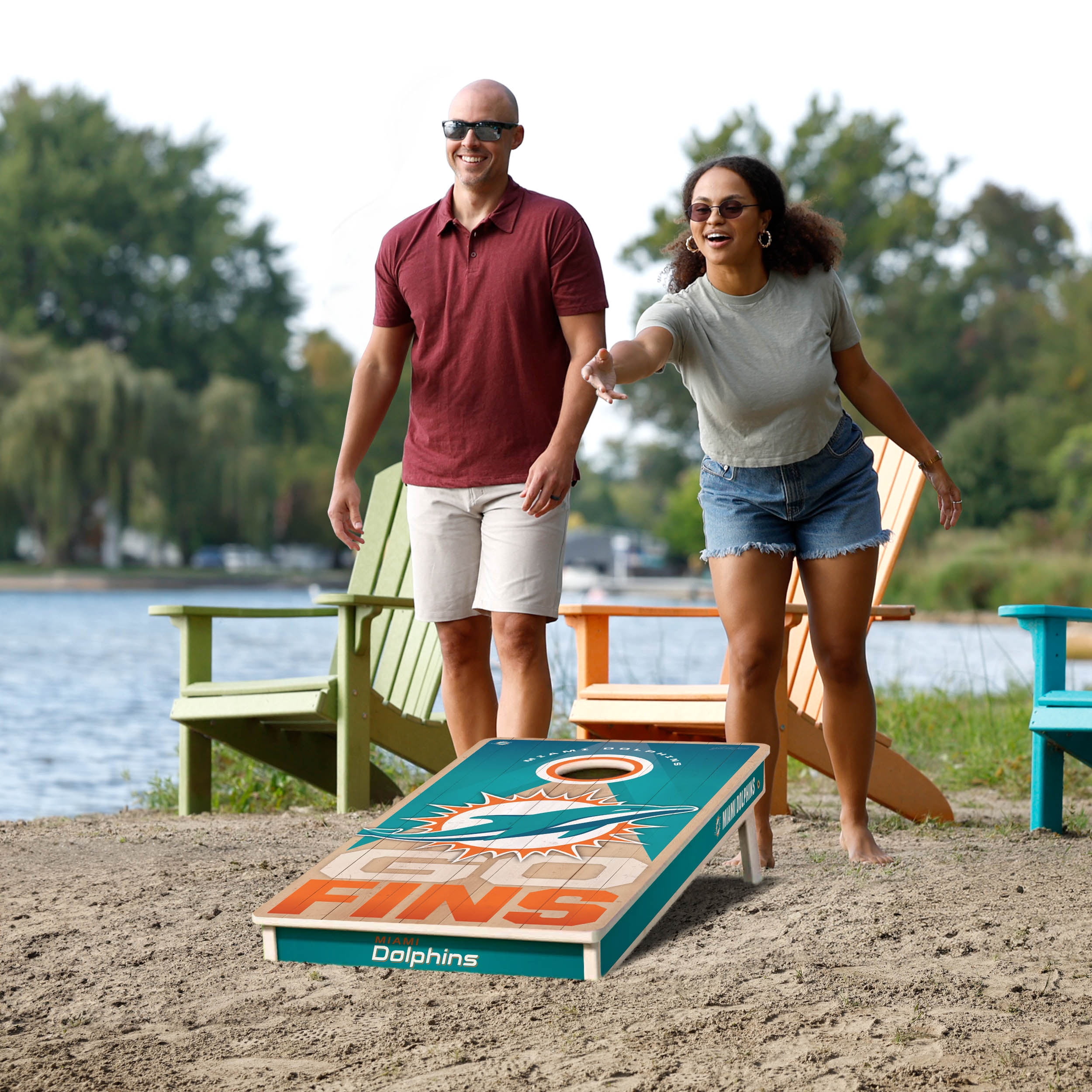 YouTheFan NFL Miami Dolphins 2x4 Slogan Series Cornhole