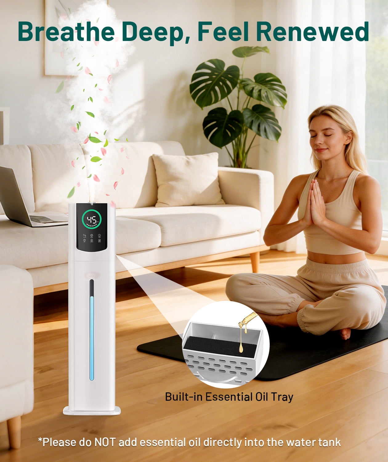 Dhole 9L Cool Mist Humidifier for Bedroom Ultra Quiet, 55+ Hours, Energy Efficient, Auto Shut-Off, Sleep Mode with Night Light for Baby Nursery, Home - Perfect for Large Rooms