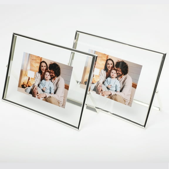AhaGo 6x8 Silver Floating Picture Frame, 2 Set, Horizontal, For Photo 6x8, 5x7, 4x6, Classy For Festival, Wedding