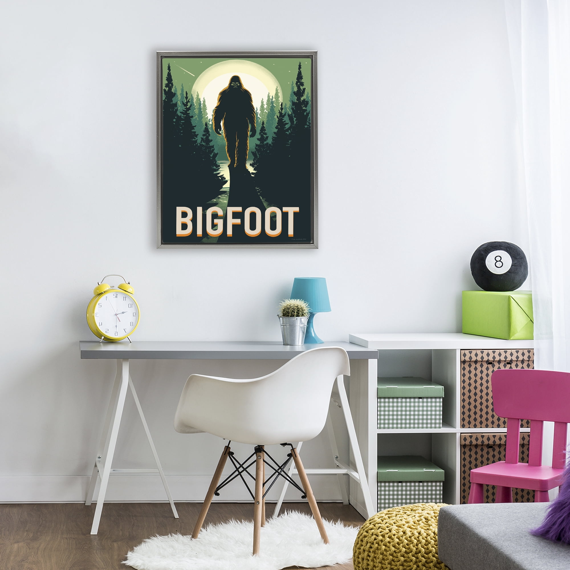 Stupell Industries Cryptid In The Woods Gray Framed Floater Canvas Wall Art, design by Omar Escalante