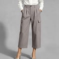 thumbnail image 6 of Women's High Waisted Cargo Pants Solid Color Loose With Pockets Casual Work Culotte Pants, 6 of 8