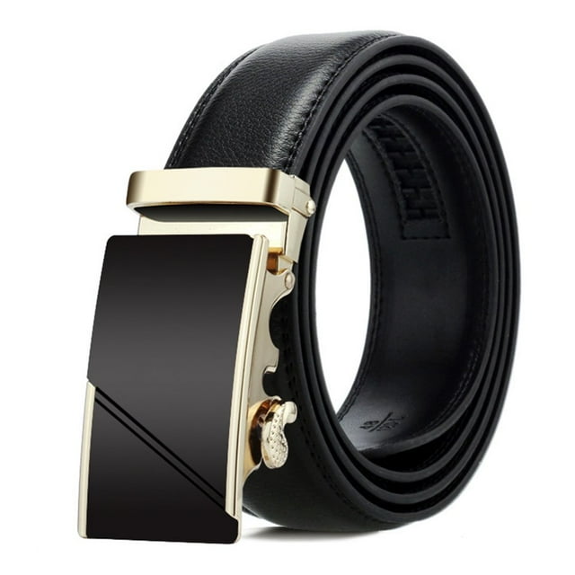 Waist Belt Solid Color Faux Leather Durable Automatic Buckle Men Belt for Daily Wear