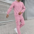 thumbnail image 2 of Havenre Men's Tracksuit 2 Piece Hoodie Sweatsuit Sets Casual Drawstring Long Sleeve Hooded Sweatshirts and Elastic Waist Sweatpants Trendy Cozy Jogging Athletic Suits with Multi-Pockets Pink XL, 2 of 6
