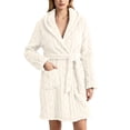 thumbnail image 2 of Naittoop Womens Twist Fleece Robe with Hood Soft Cozy Winter Warm Plush Bathrobe After Spa Shower Fall Belted Fuzzy Bath Robe, 2 of 5