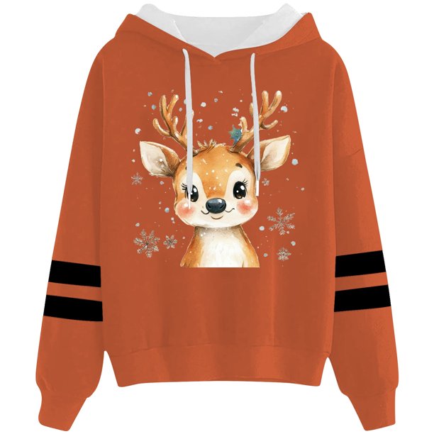 WILLBEST Sudadera Oversize para Mujer con Estampado Navideño Informal y Cordón Ajustable Chica