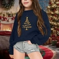 thumbnail image 2 of Girls Winter Hoodie Long Sleeve Fashion Printed Pullover Warm Cozy Kids Sweatshirt Navy 8-9 Years, 2 of 4