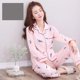 thumbnail image 1 of Pijama de algodón suave para mujer, conjunto de ropa de dormir de manga larga con botones, estilo coreano, 100%, 1 of 4