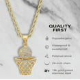 thumbnail image 4 of SteelTime Men's 18K Gold Plated Stainless Steel Basketball Hoop Chain Pendant Necklace, 4 of 9