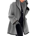 thumbnail image 2 of Joernso Women Fall Winter Jacket Loose Color Matching Lapel Long Sleeve Contrast Color Mid Length Pockets Cardigan Thick Warm Lady Streetwear Coat, 2 of 8