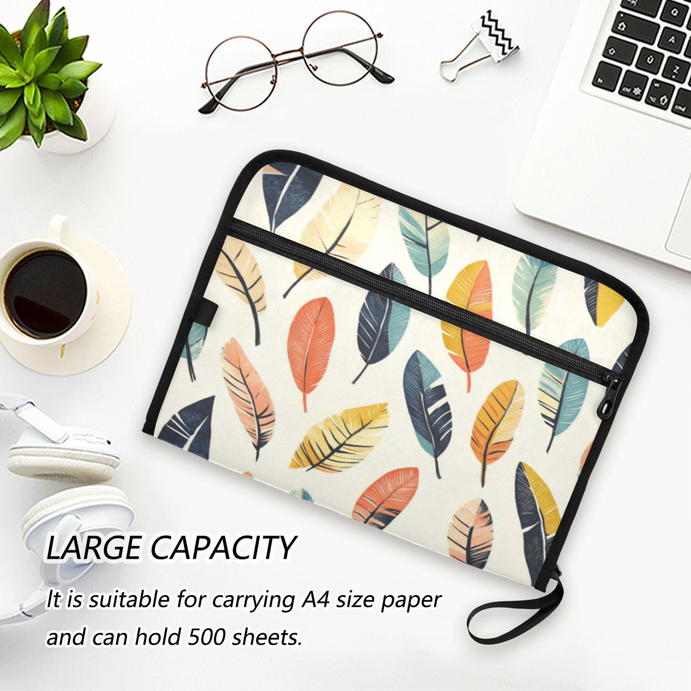 Organ Folder 14.2 x 0.8 x 10.6 Inches 13 Separate Pockets A4 Size Documents Folder A Sort Storage File Manager For The Home Office Colorful Feather