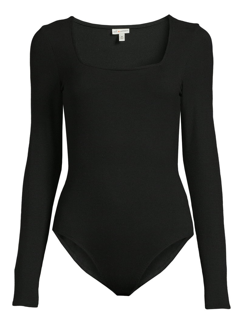 Self Esteem Juniors Ribbed Square Neck Bodysuit - Walmart.com