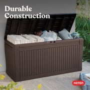 Keter Comfy 71 Gallon Durable Resin Outdoor Deck Box Storage Organization, Espresso Brown