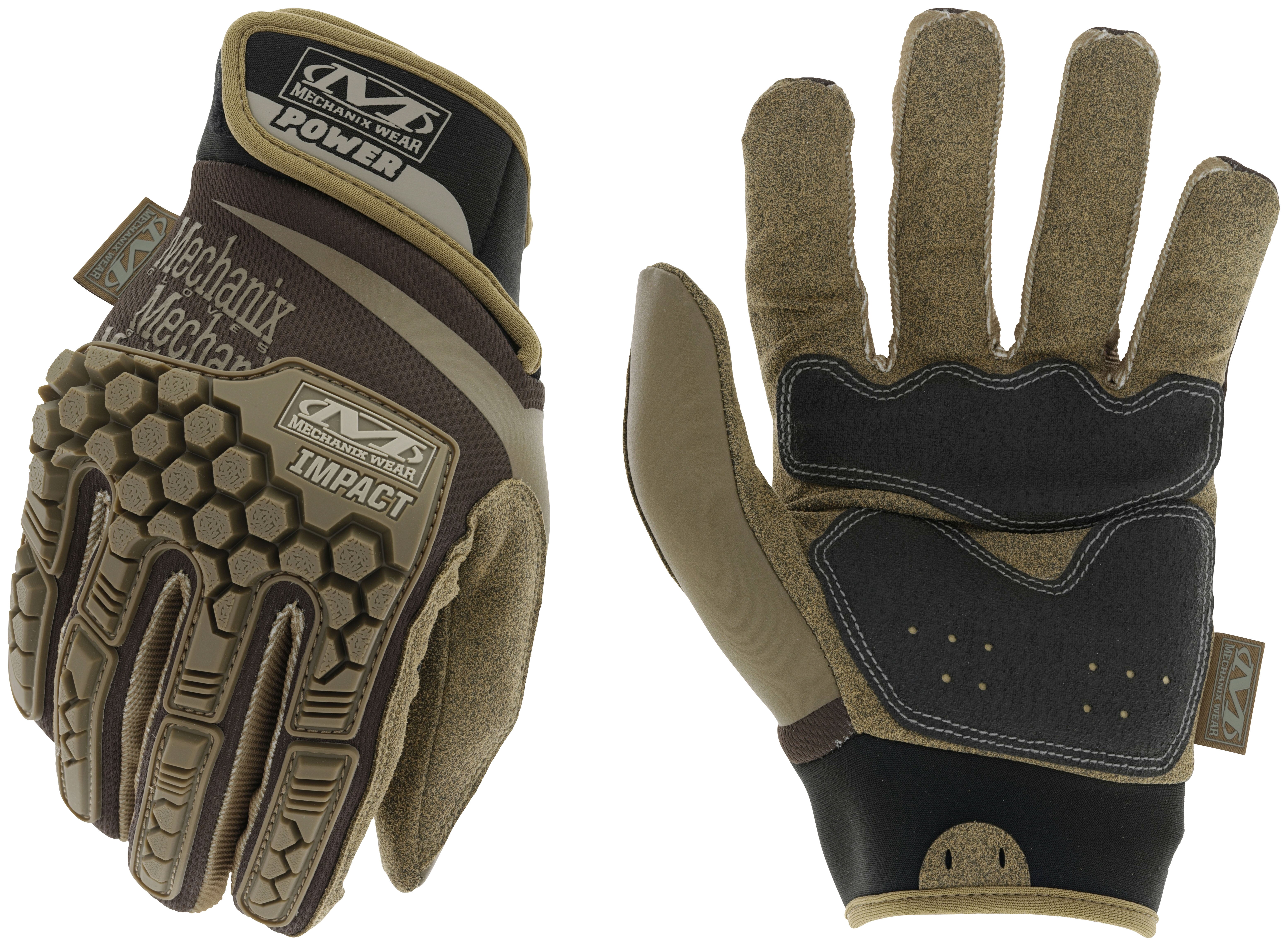 Mechanix Wear Power Shock Brown Men's Size LG Touchscreen Capable Impact Protection