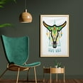 thumbnail image 2 of Longhorn Wall Art with Frame, Vivid Bohemian Style Graphic with Ornaments and Stay Wild Typography, Printed Fabric Poster for Bathroom Living Room Dorms, 23" x 35", Multicolor, by Ambesonne, 2 of 2