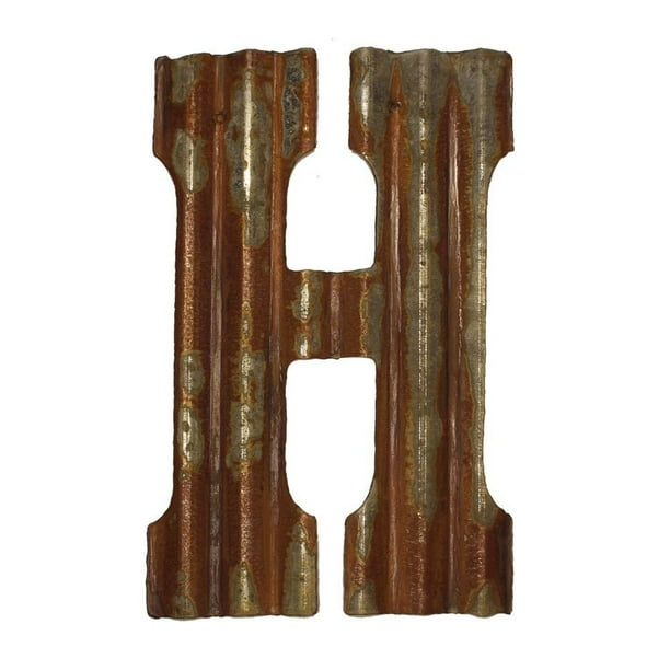 Farmhouse Rustic 12" Wall Decor Corrugated Metal Letter H Walmart
