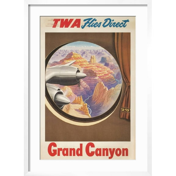 Art.com Travel Poster for Grand Canyon Art Print, White Frame Wall Art, 21" x 29"