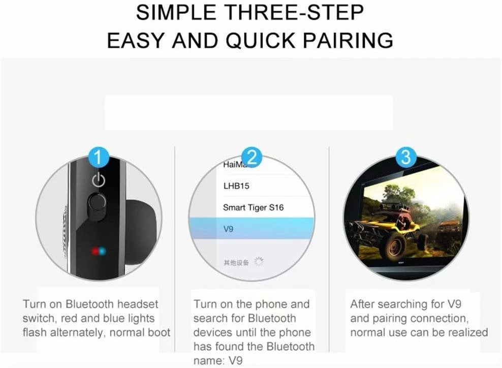 Bluetooth Headset Wireless Earpiece V4.1+EDR – Smart Noise Cancelling Bluetooth Headset for Businessmen, Office, Driving, Trucker, Compatible with Android/iPhone/Google Assistant