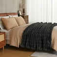 thumbnail image 2 of Faux Fur Throw Blanket, Dark Grey Cozy Plush Bubble Bed Blanket, Thick and Warm King Size (108" x 90"), 2 of 7