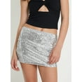 thumbnail image 2 of Michellecmm Women's Summer Mini Sequins Skirts Shiny Sequined Holiday Short Skirts for Party, 2 of 9