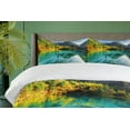 thumbnail image 4 of Ambesonne Nature Duvet Cover Sets, Idyllic Mountain Creek, 2-King, Teal Fern Green Marigold, 4 of 6