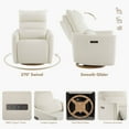thumbnail image 4 of Spruce & Spring Dual-Motor Power Swivel Recliner with Lumbar Pillow for Nursery & Living Room, Cream, 4 of 8