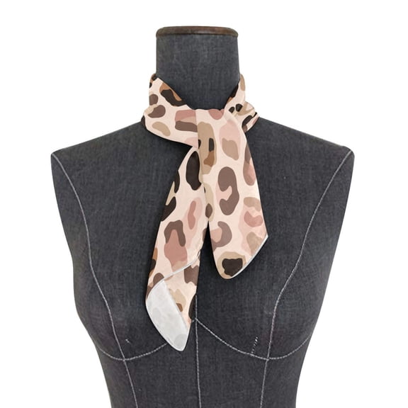 Square Scarf 24x24 Inch Natural Tone Leopard Print Silky Satin Sun Protection Neck Scarf for Women Multi-Purpose Head Wrap Bandana for Hair Bag Decoration