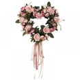 thumbnail image 2 of Minimanihoo Heart Shaped Wreath Floral Rose Artificial Garland Door Wreath for Home Wedding Valentine's Day Decoration, Pink, 13 inches, 2 of 4