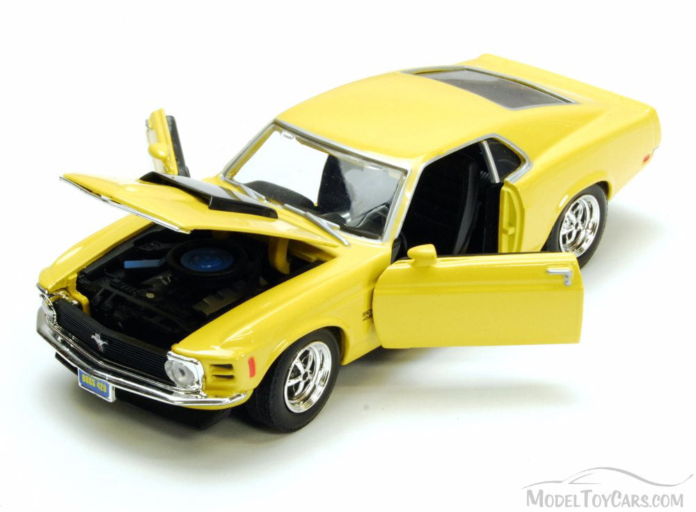 1970 Ford Mustang Boss 429, Yellow - Motormax 73303 - 1/24 scale Diecast  Model Toy Car
