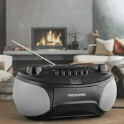 Memorex MX-BCCD50(K) AM/FM Top Loading CD and Cassette Player Blue | Portable Stereo with Programmable Memory, Auto-Stop Cassette Deck | Auxiliary Input, and Red LED Display (Black)